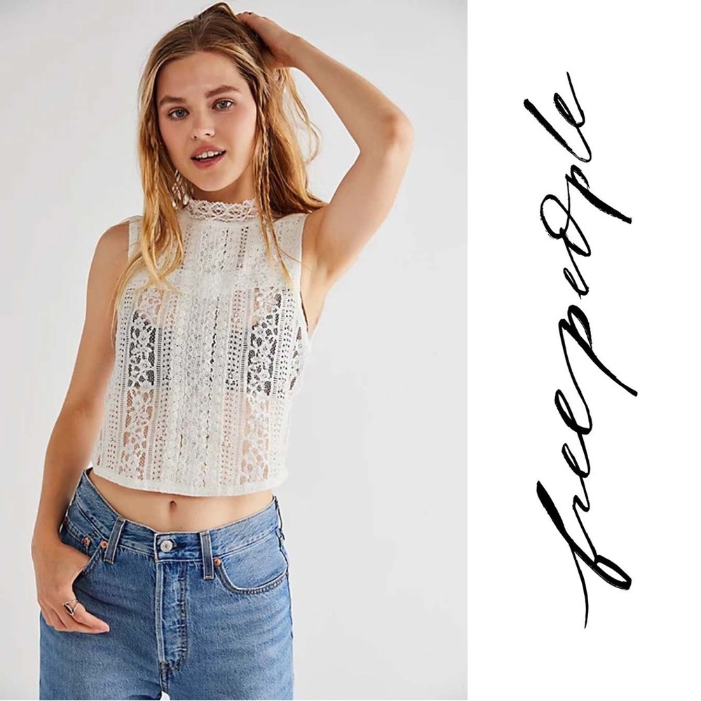 Free People Tea Party Lace Crop Tank